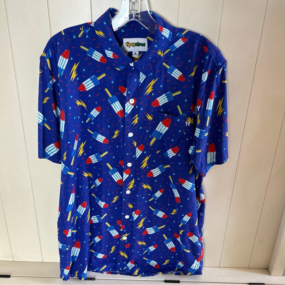 TIPSY ELVES LOUD Print 4TH OF JULY Popsicle RED WHITE BLUE - Large